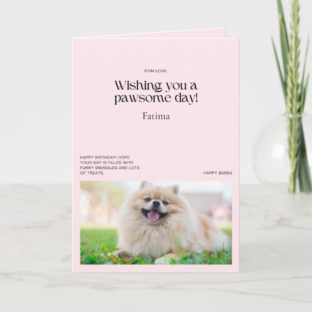 Wishing You a Pawsome Day Pomeranian Card (Front)