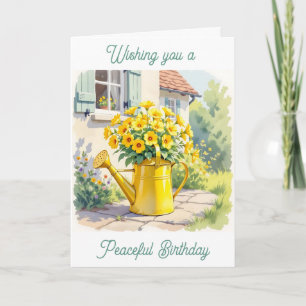 Wishing you a Peaceful Birthday Yellow Flowers Card