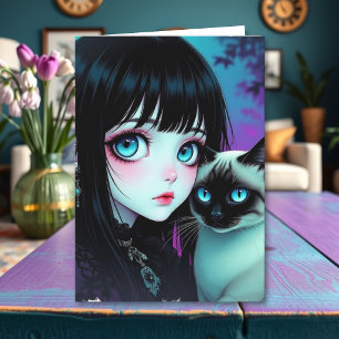 Wishing You a Purr-fect Birthday Anime Girl a Card