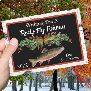 Wishing You a Reely Fly Fishmas, Trout Christmas  Holiday Card