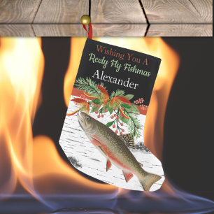 Wishing You a Reely Fly Fishmas, Trout Small Chris Small Christmas Stocking