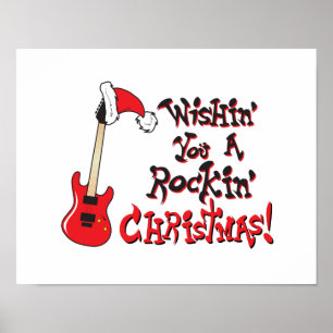 Wishing You a Rocking Christmas Clock Pillow Mugs Poster
