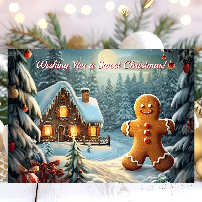 Wishing You a Sweet Christmas Gingerbread  Holiday Card (Creator Uploaded)