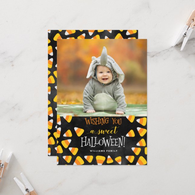 Wishing You A Sweet Halloween Photo Cards (Front/Back In Situ)