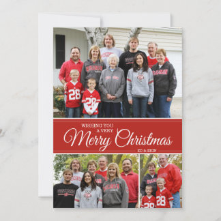 Wishing you a very Merry Christmas | 5x7 | red Holiday Card