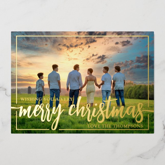 Wishing you a very Merry Christmas Photo Foil Holiday Card (Front)
