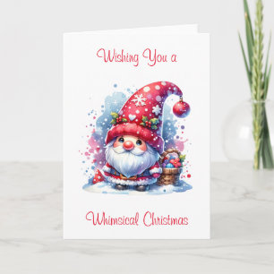Wishing You a Whimsical Christmas   Holiday Gnome Card