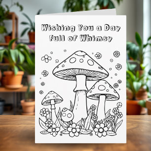 Wishing You a Whimsical Day Colouring Page Card