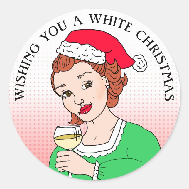 Wishing you a White Christmas Humour Holiday Classic Round Sticker (Front)