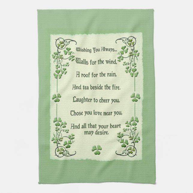 Wishing You Always Irish Blessing Tea Towel (Vertical)