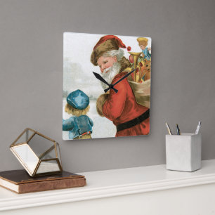 Wishing You Christmas Cheer by Ellen Clapsaddle Square Wall Clock