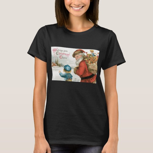 Wishing You Christmas Cheer by Ellen Clapsaddle T-Shirt (Front)