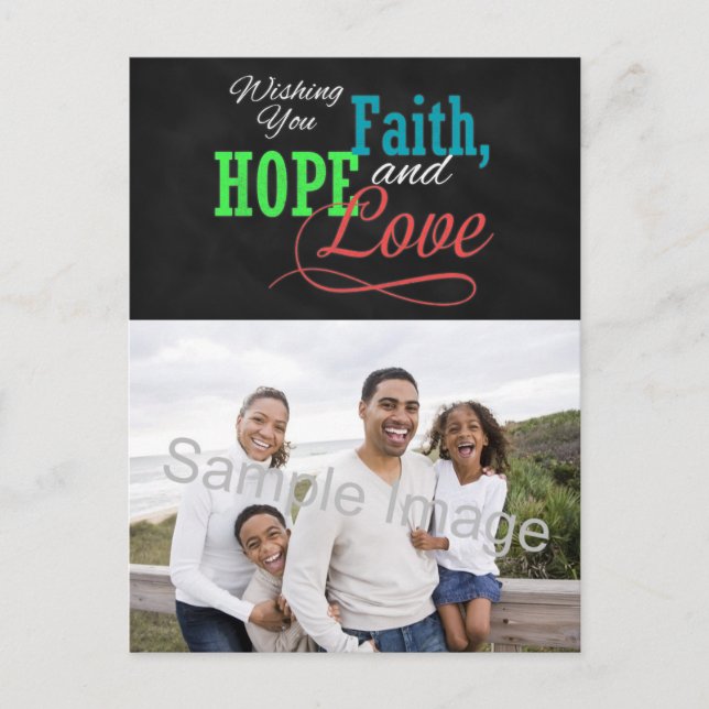 Wishing you Faith, Hope and Love Holiday Postcard (Front)