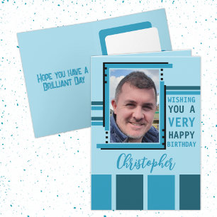 Wishing you happy birthday photo blue card