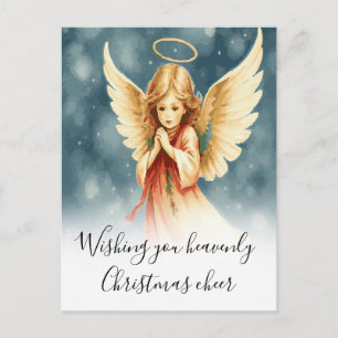 Wishing You Heavenly Christmas Cheer Angel in Snow Postcard