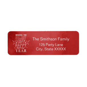 Wishing You Holiday Cheer Red Watercolor Address Return Address Label