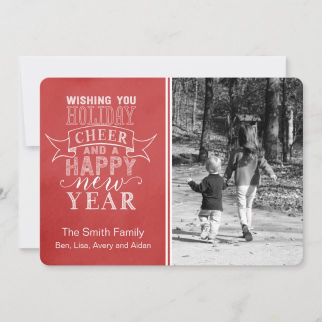 Wishing You Holiday Cheer | Red Watercolor Card (Front)