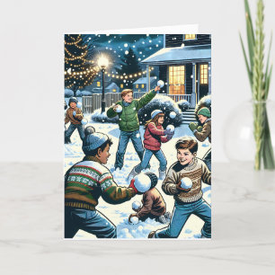 Wishing you Holiday Joy   Snowball Fight Card