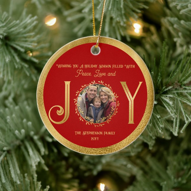 Wishing You Holiday Season Peace Love and Joy Ceramic Ornament (Tree)