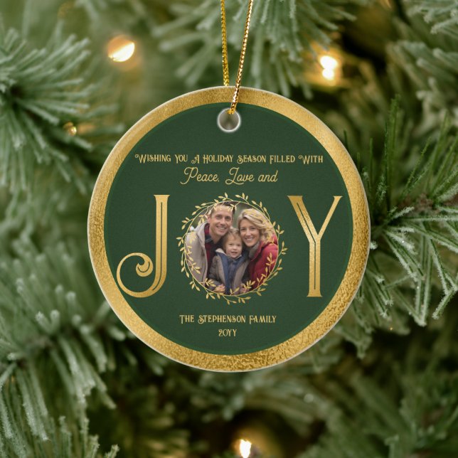 Wishing You Holiday Season Peace Love and Joy Ceramic Ornament (Tree)