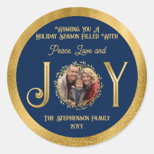 Wishing You Holiday Season Peace Love and Joy Classic Round Sticker