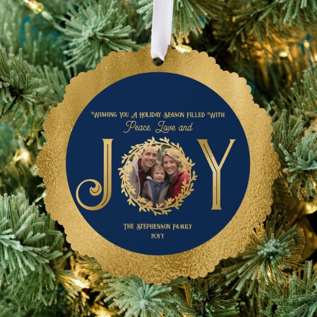 Wishing You Holiday Season Peace Love and Joy Tree Decoration Card (Insitu (Tree))