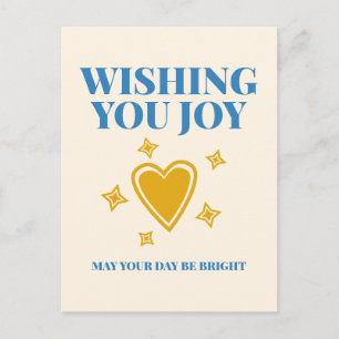 Wishing You Joy Heartfelt Typography Postcard