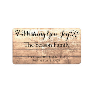 Wishing you Joy Rustic wooden holiday label