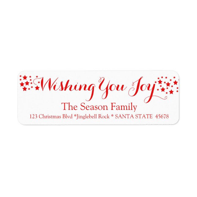 Wishing you Joy   stars holiday label Return Address Label (Front)