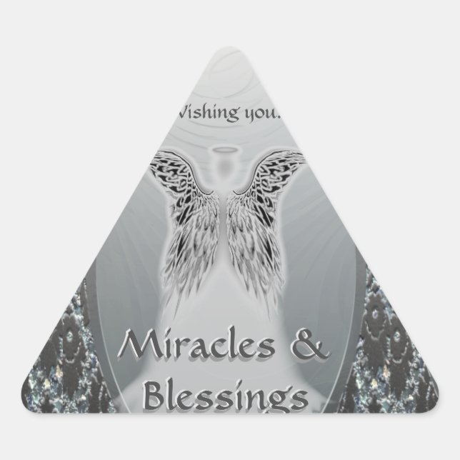 Wishing You Miracles & Blessings Triangle Sticker (Front)