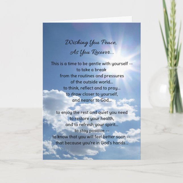 Wishing You Peace, As You Recover (longer version) Card (Front)