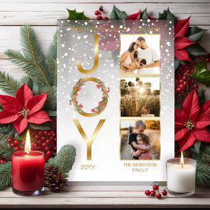 Wishing You Peace Love and Joy 3 Photo Christmas Acrylic Invitations
