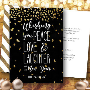 Wishing You Peace Love Laughter In The New Year Holiday Card