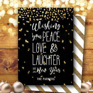 Wishing You Peace Love Laughter In The New Year Holiday Card