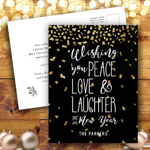 Wishing You Peace Love Laughter In The New Year Holiday Postcard