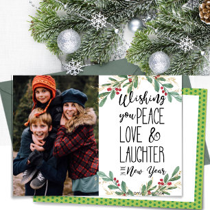 Wishing You Peace Love Laughter   New Year Holiday Card