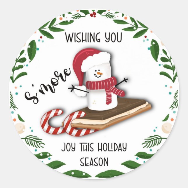 wishing you s'more joy this holiday season note ca classic round sticker (Front)