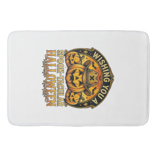 Wishing You Spook Tacular Halloween Pumpkins Cowbo Bath Mat