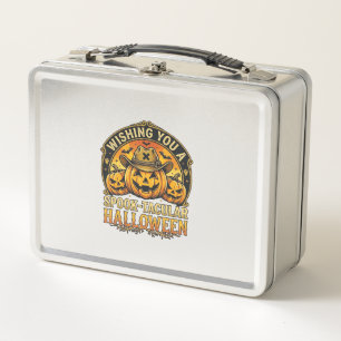 Wishing You Spook Tacular Halloween Pumpkins Cowbo Metal Lunch Box