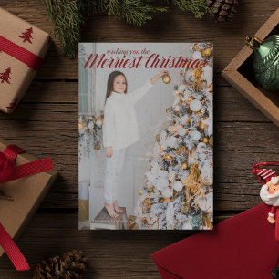 Wishing You the Merriest Christmas Photo Chic Red Holiday Card