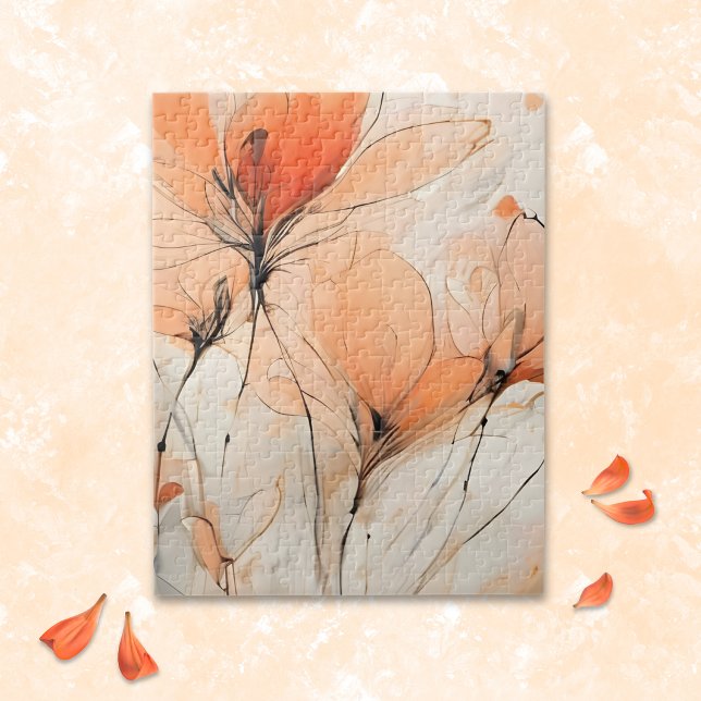 Wispy Abstract Ink Contemporary Floral Jigsaw Puzzle (Creator Uploaded)