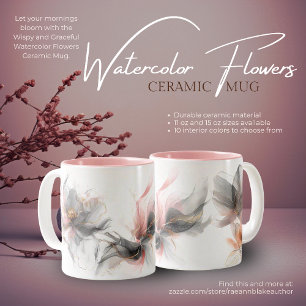 Wispy and Graceful Watercolor Flowers Ceramic Mug