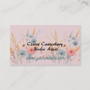 Wispy Boho Flowers and Grasses  Business Card