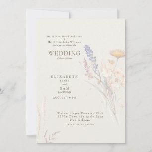 Wispy Botanical Cream Both Parents Wedding Invitation