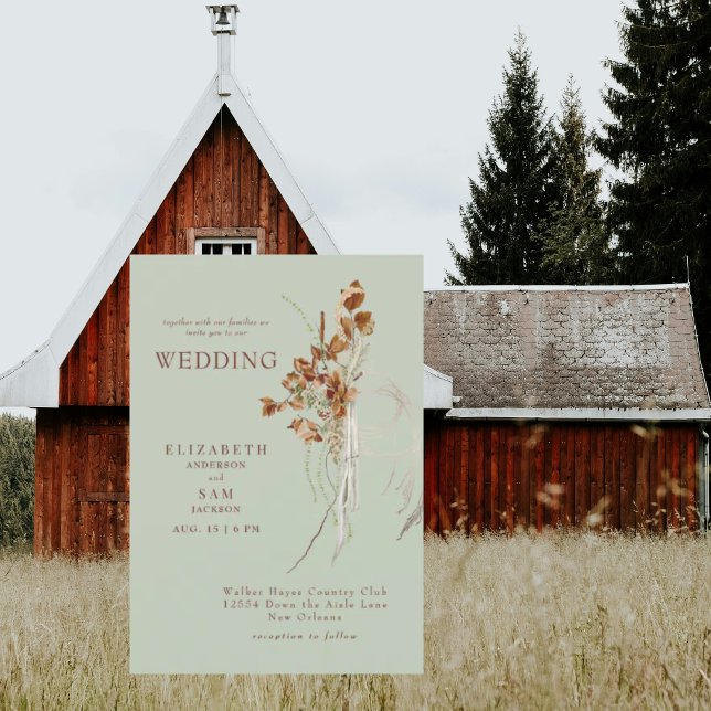 Wispy Botanical Sage No Parents Wedding Invitation (Creator Uploaded)