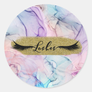 Wispy Ethereal Pastel Watercolor Fantasy Lashes Classic Round Sticker