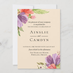 Wispy Floral Wedding Invitation