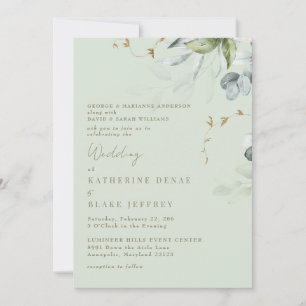 Wispy Foliage Light Sage Wedding Invitation