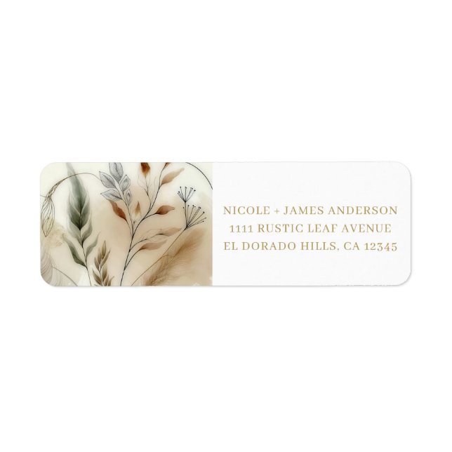 Wispy Greenery Modern Botanical Boho Wedding Return Address Label (Front)