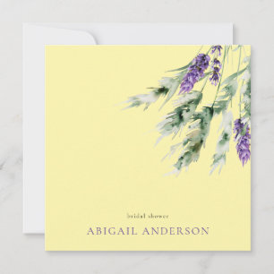 Wispy Lavender & Yellow Square Shower Invitation